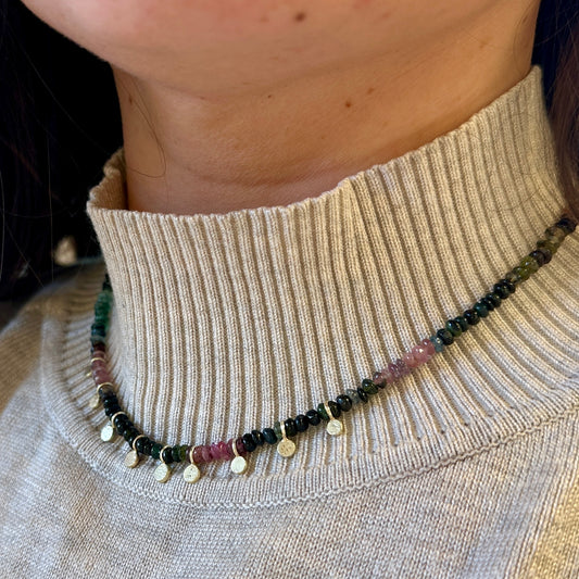 Ketting toermalijn en goud