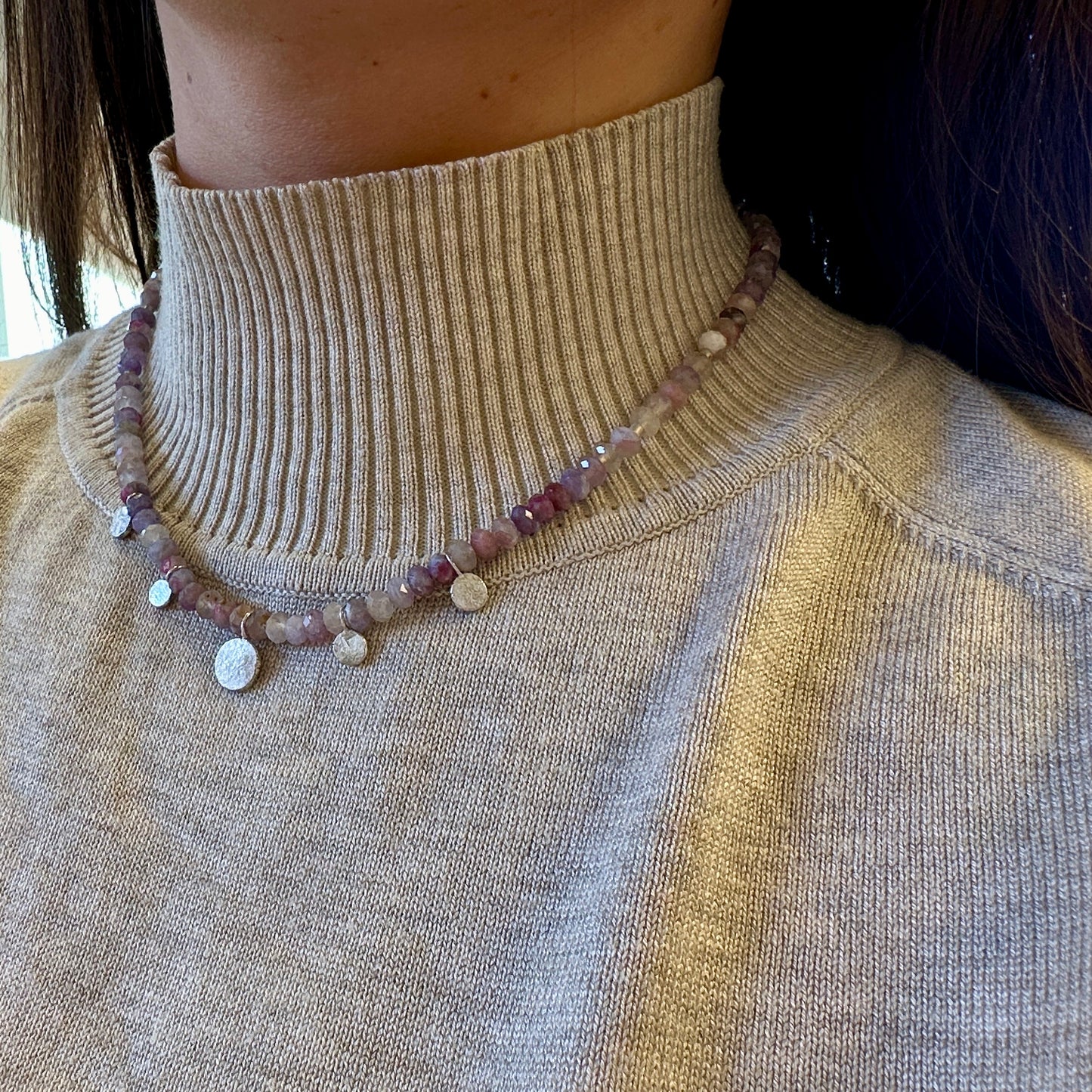 Ketting roze toermalijn