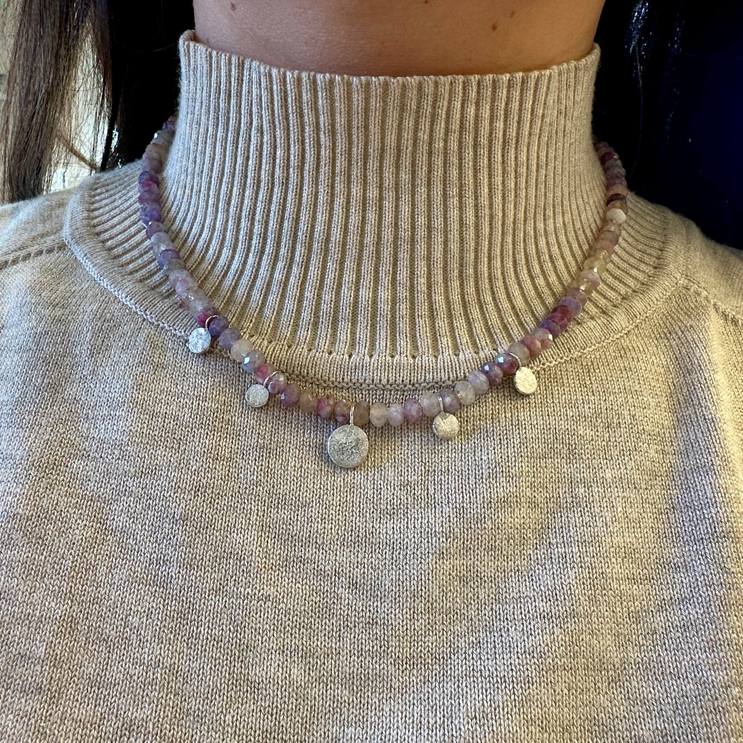 Ketting roze toermalijn